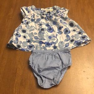Newborn blue flowered girls dress
